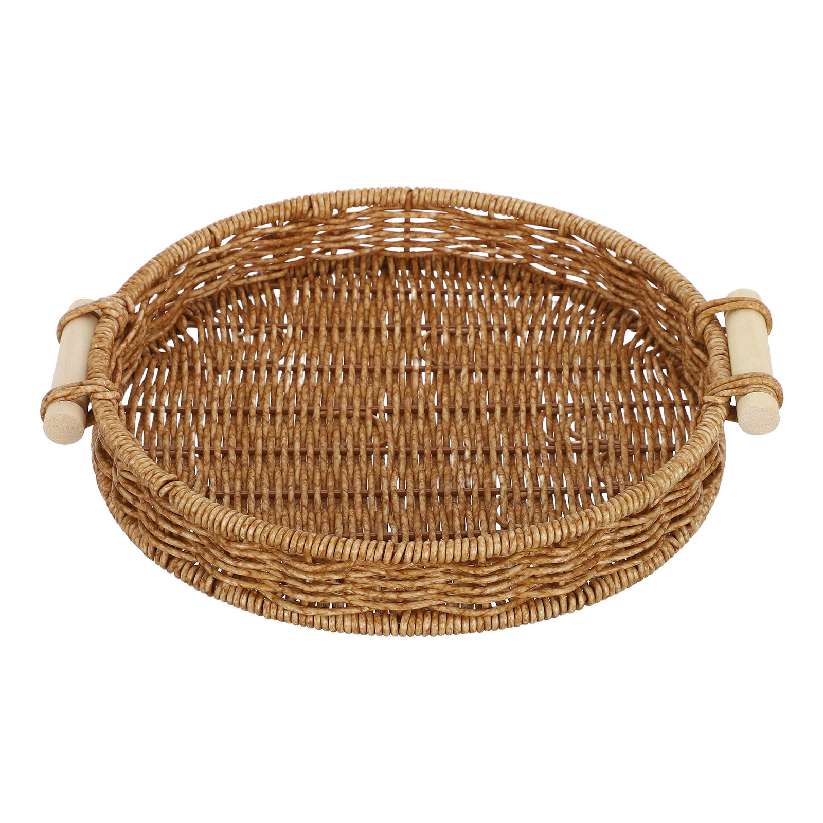 Rattan Tray Handle - 모조 라탄 빵 바구니 27cm 원형