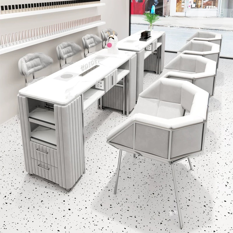 Interior Design Nail Salon - 럭셔리 모던 베이지 네일 아트 가구