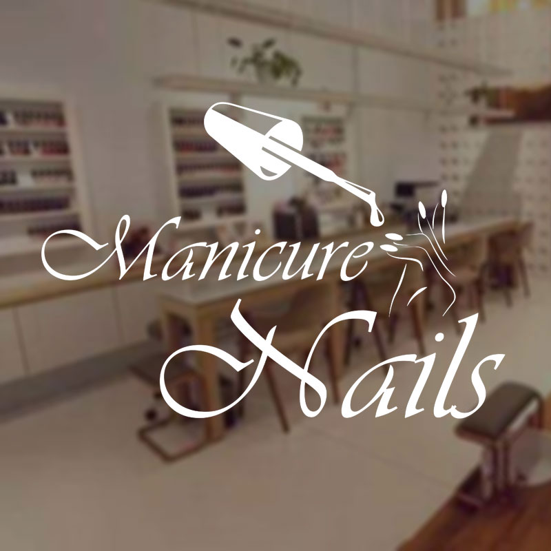 Interior Design Nail Salon - 벽 데칼 매니큐어 비닐 창 스티커,