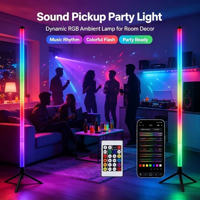 Interior Design Room - 2개입 120CM RGB 플로어 램프, 사운드