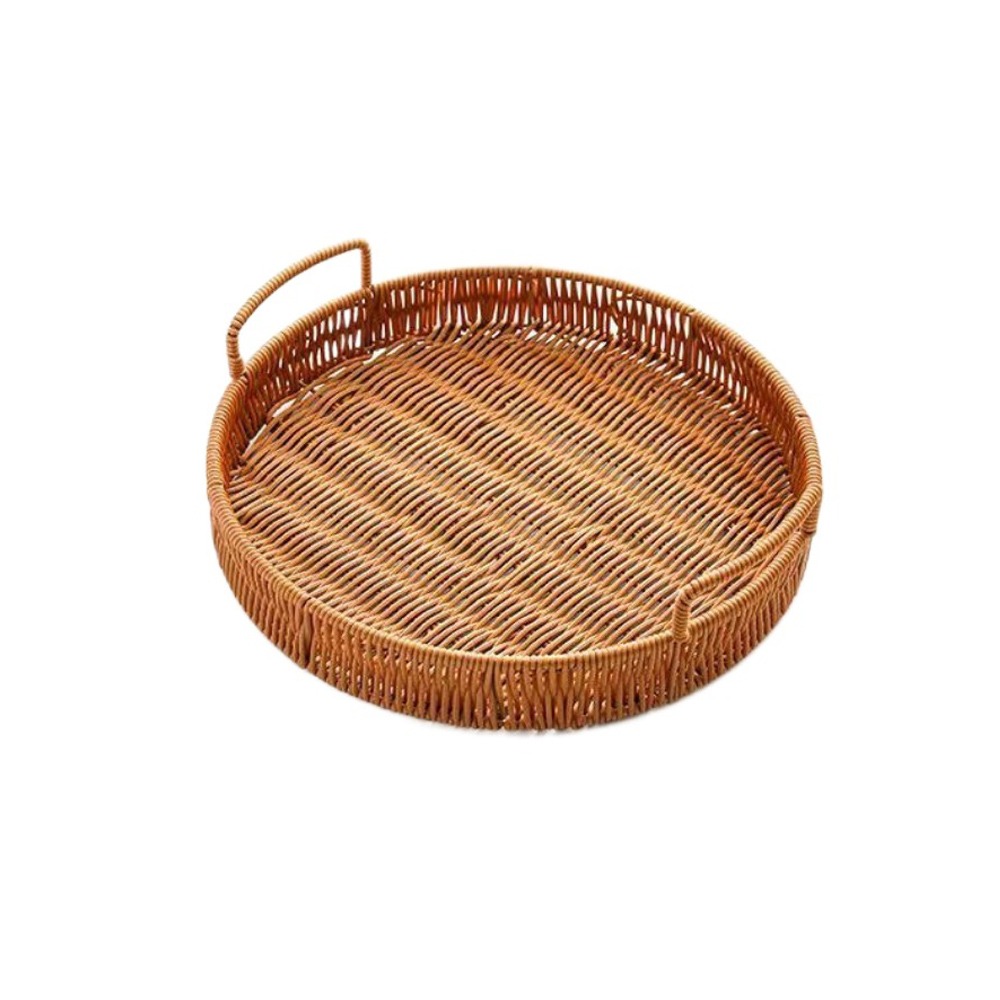 Rattan Tray Handle - 대용량 모조 라탄 수납 바구니 플라스틱