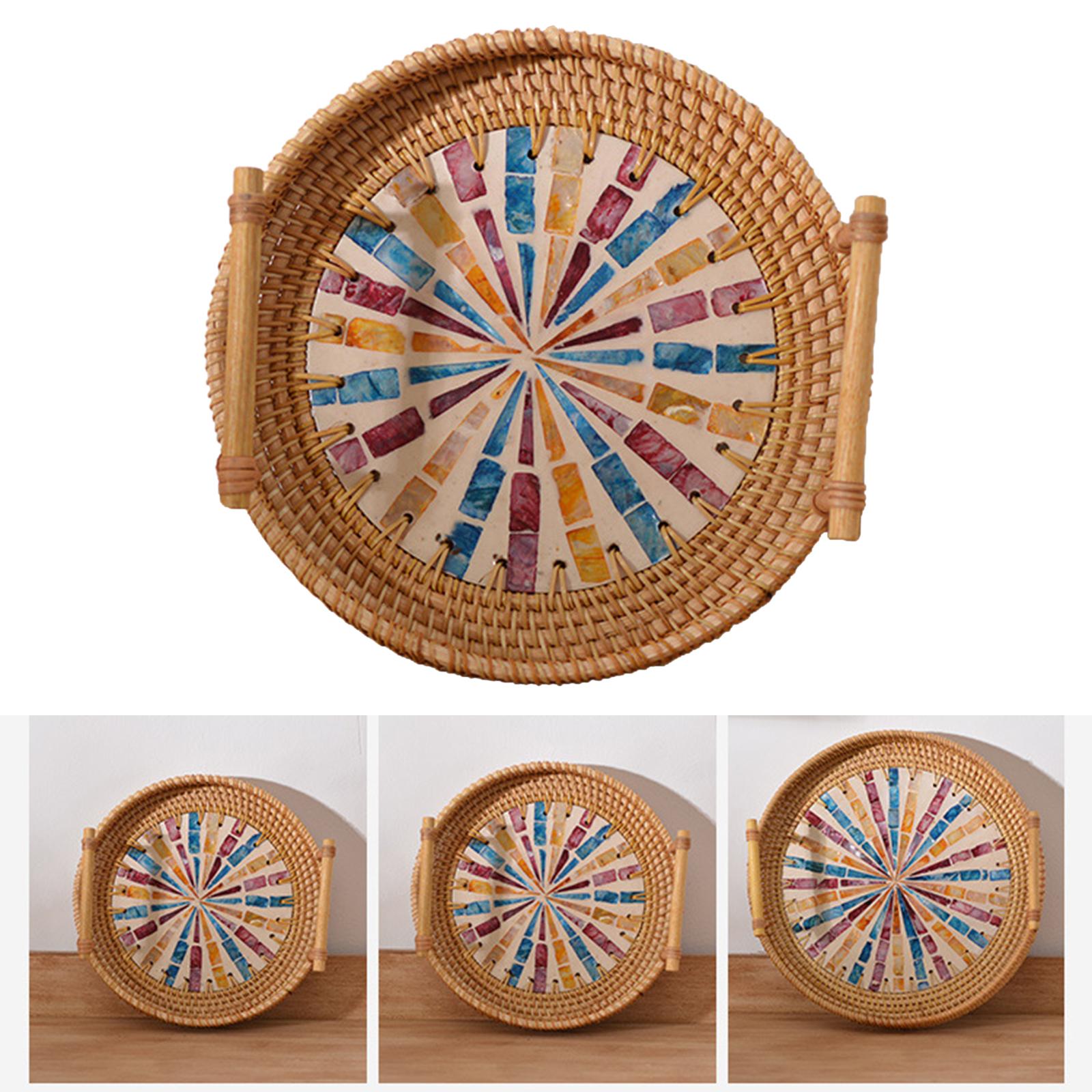 다용도 원형 직조 트레이(음식 보관 손잡이 포함) - Rattan Tray Handle 리뷰 및 가격