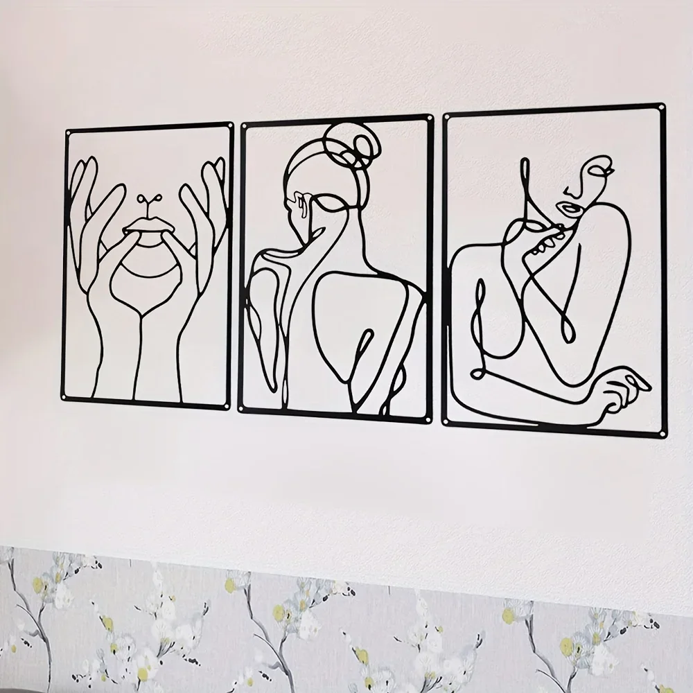 멋진 라인 드로잉 장식, 추상 금속 벽 아트, 주방,  - Interior Design Modern 리뷰 및 가격
