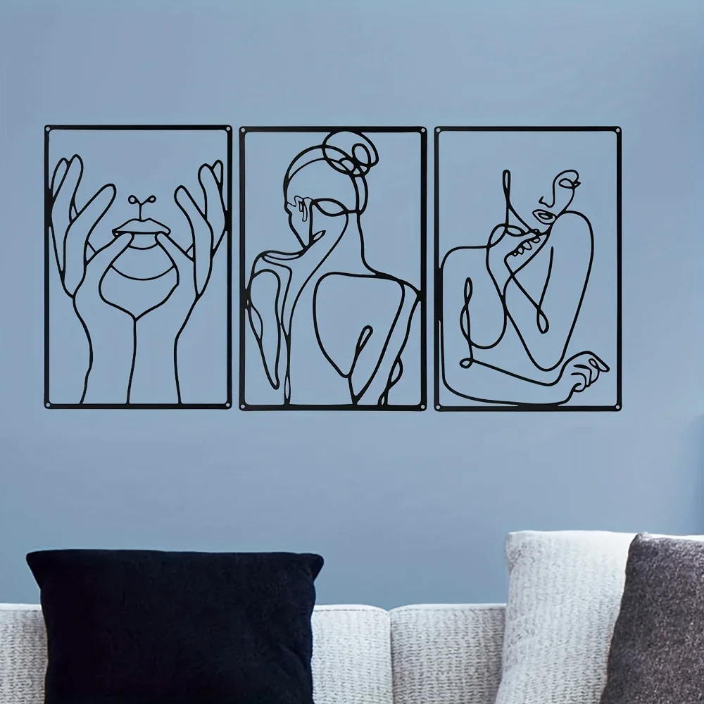 멋진 라인 드로잉 장식, 추상 금속 벽 아트, 주방,  - Interior Design Modern 리뷰 및 가격