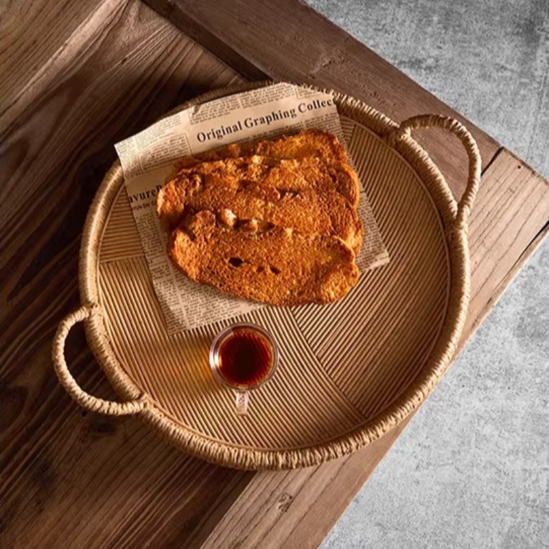 손으로 짠 라탄 트레이(손잡이 포함), 가정 장식용 원 - Rattan Tray Handle 리뷰 및 가격