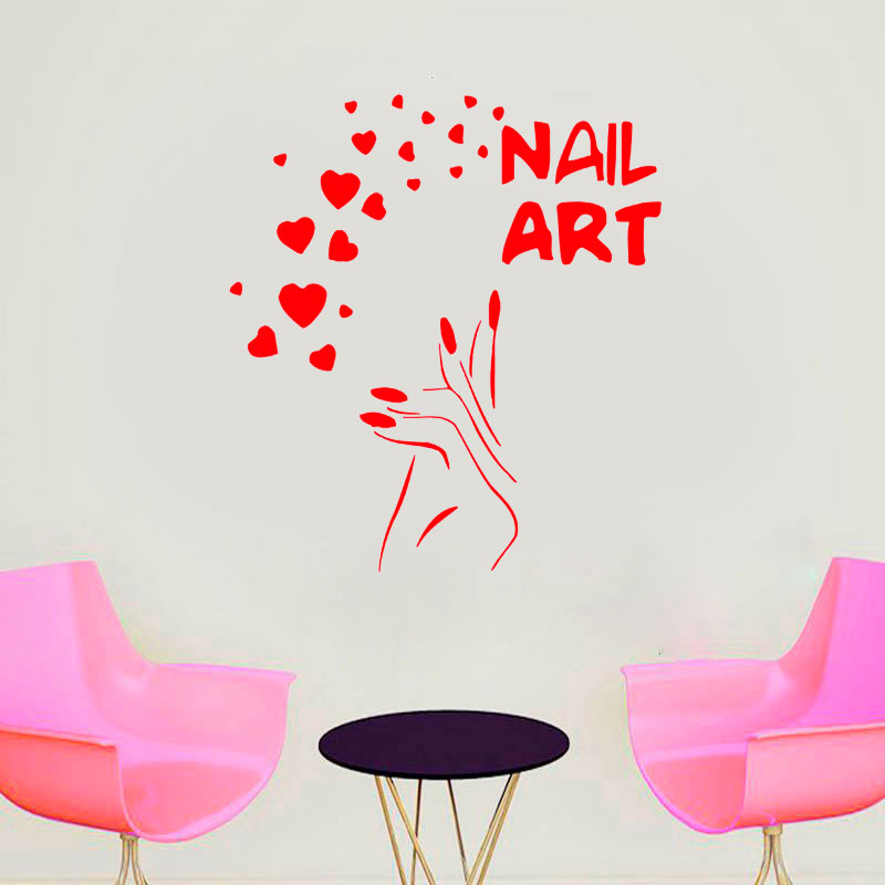 손톱 아트 창 데칼 사랑 뷰티 살롱 여자 손 벽 스티커 - Interior Design Nail Salon 리뷰 및 가격