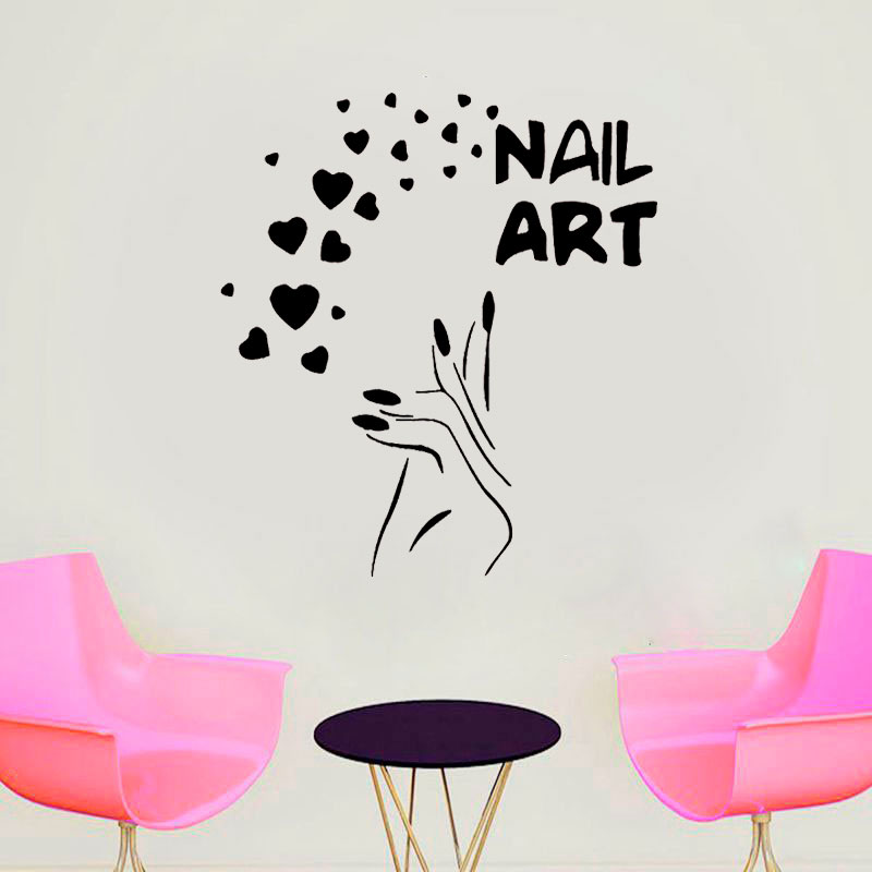 손톱 아트 창 데칼 사랑 뷰티 살롱 여자 손 벽 스티커 - Interior Design Nail Salon 리뷰 및 가격