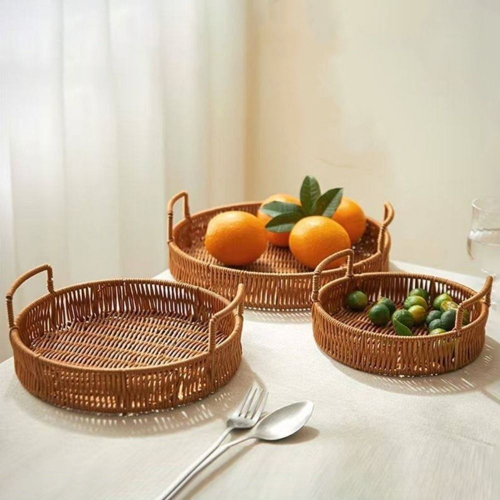 대용량 인조 라탄 수납 바구니 플라스틱 장식용 손으로  - Rattan Tray Handle 리뷰 및 가격