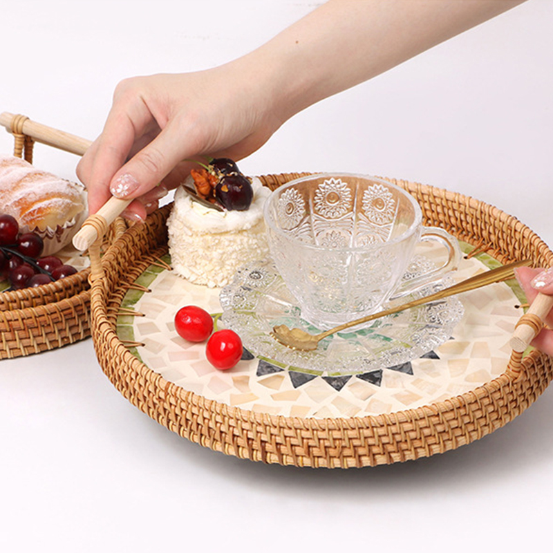 빈티지 수제 등나무 직조 트레이, 보호 스타일, 내추럴 - Rattan Tray Handle 리뷰 및 가격
