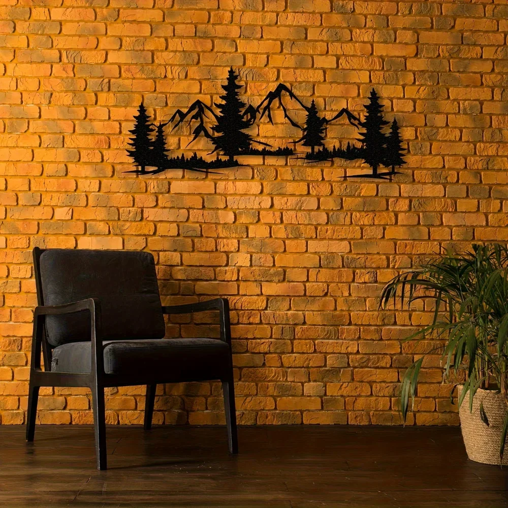숲과 산 풍경을 특징으로 하는 독특한 소박한 금속 벽  - Interior Design Modern 리뷰 및 가격