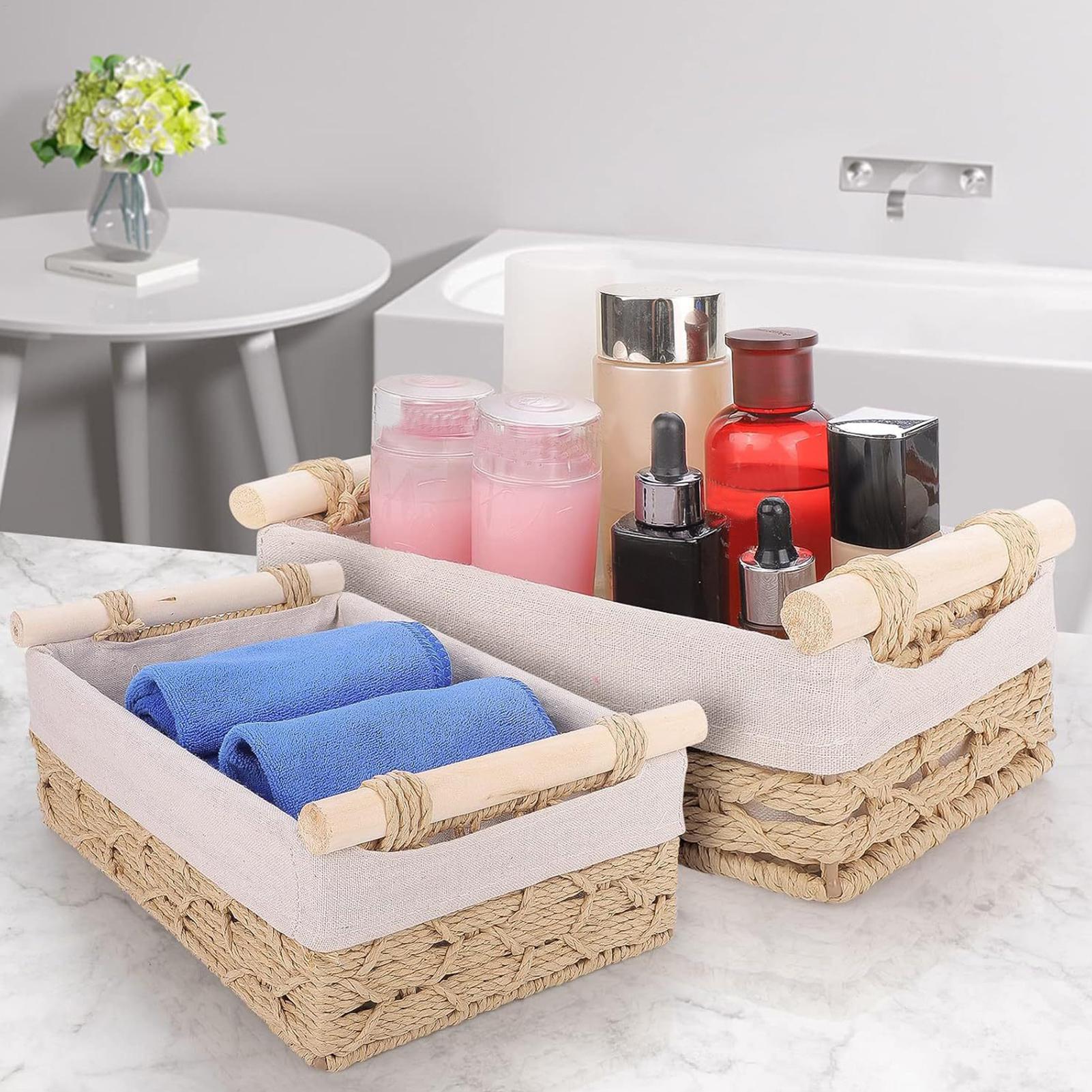 손잡이와 라이너가 있는 수납 바구니, 데스크탑 리모컨  - Rattan Tray Handle 리뷰 및 가격