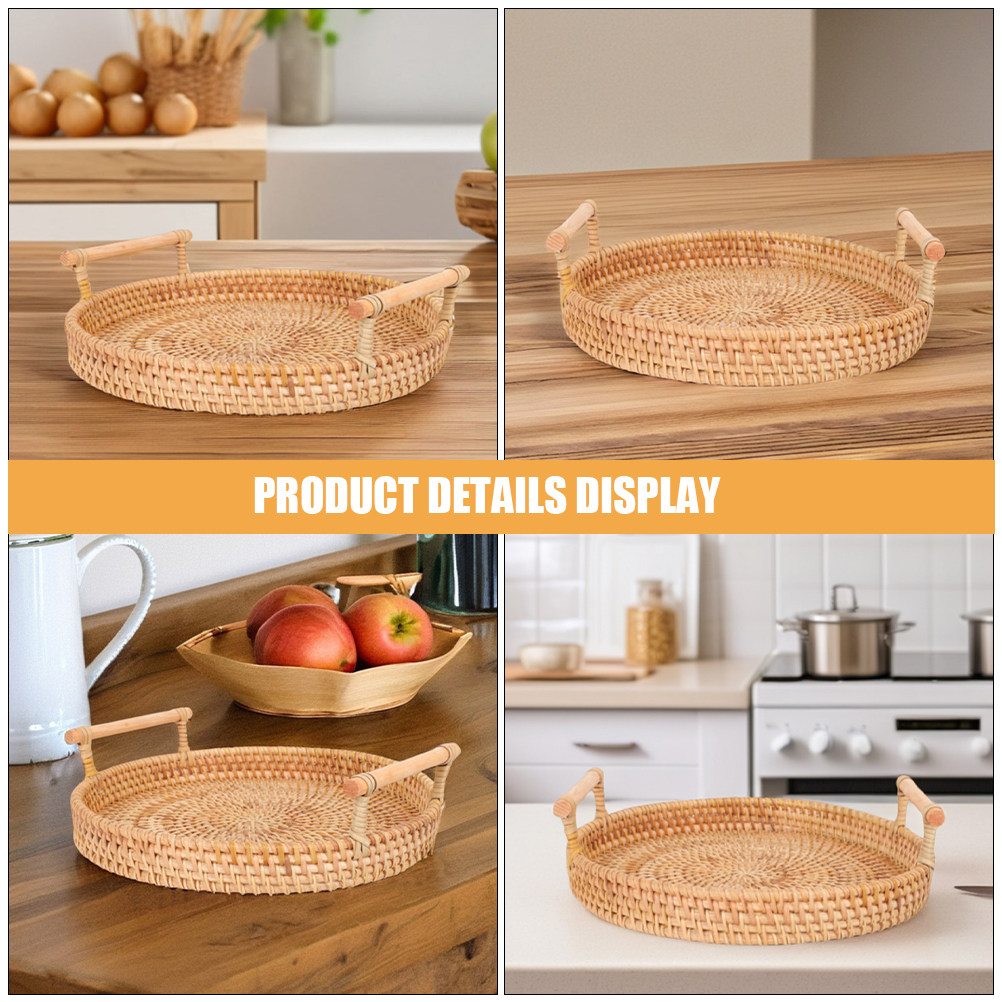 32cm 원형 수제 라탄 트레이, 이중 손잡이가 있는  - Rattan Tray Handle 리뷰 및 가격