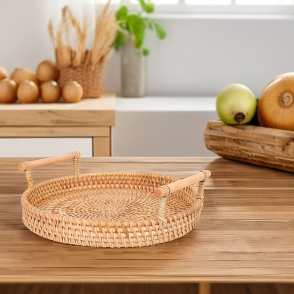 32cm 원형 수제 라탄 트레이, 이중 손잡이가 있는  - Rattan Tray Handle 리뷰 및 가격