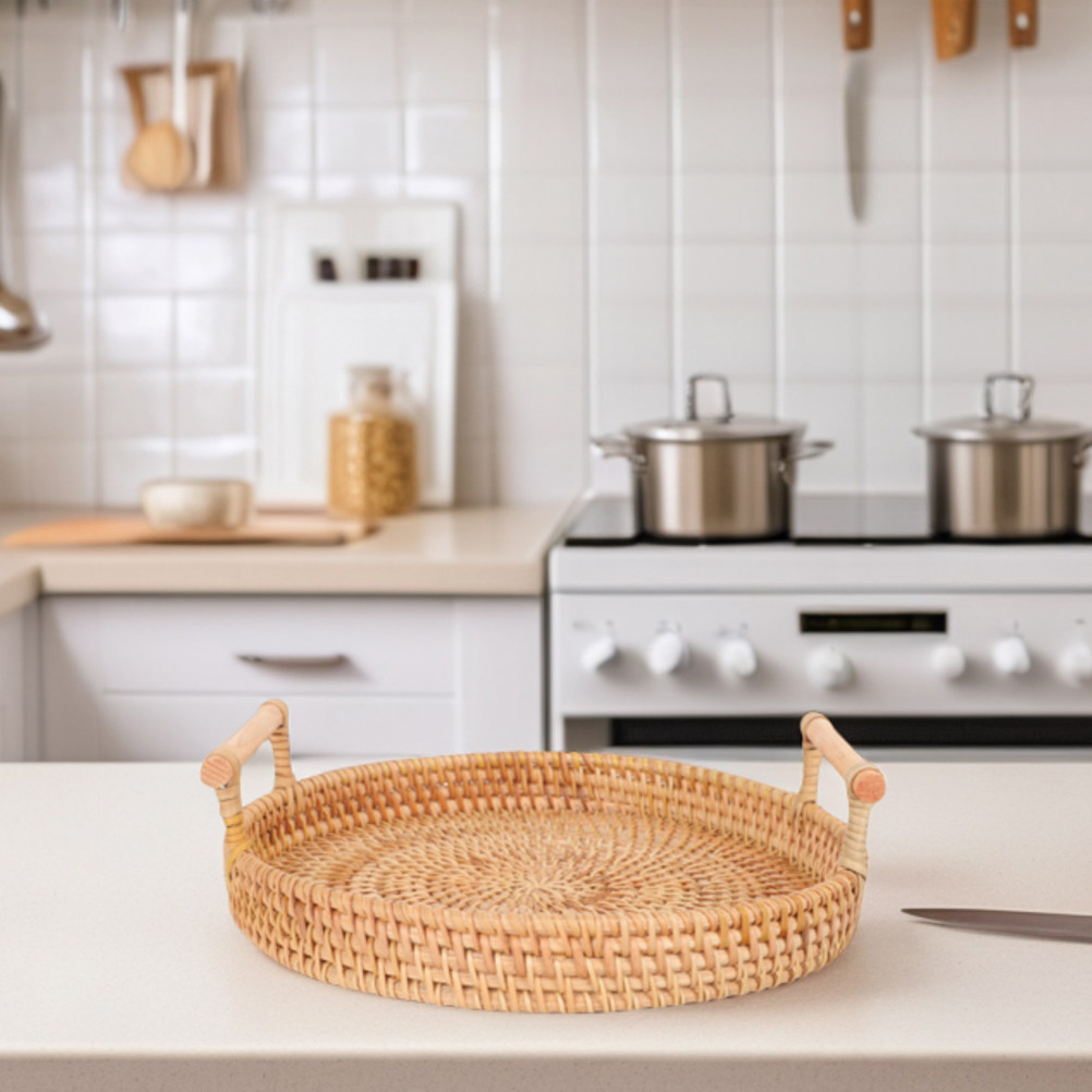 32cm 원형 수제 라탄 트레이, 이중 손잡이가 있는  - Rattan Tray Handle 리뷰 및 가격