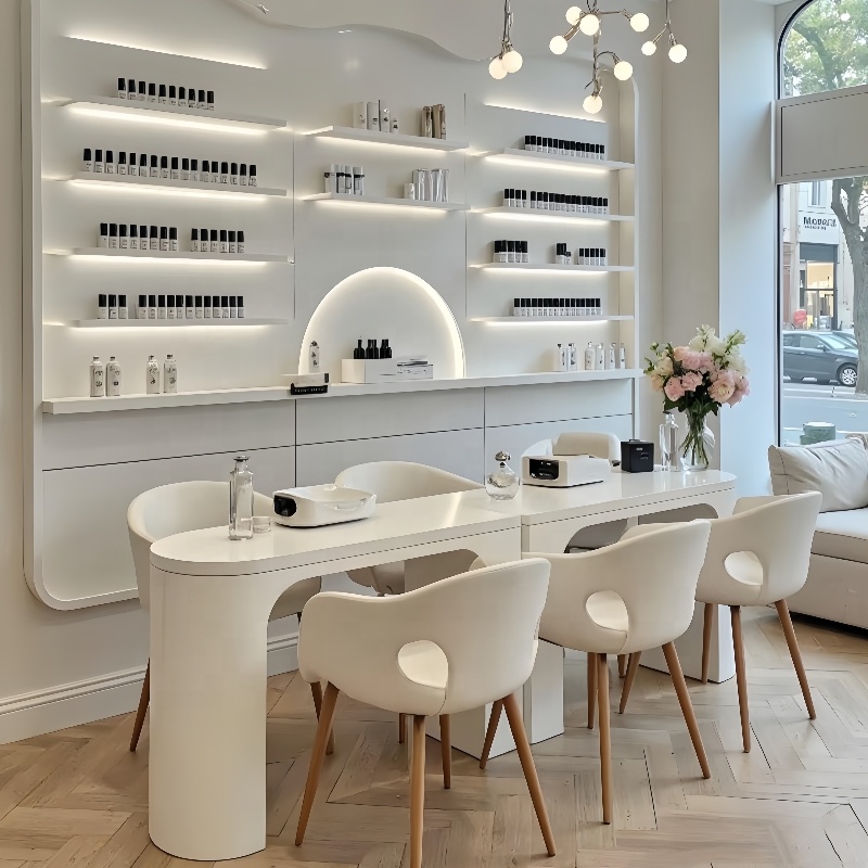 MS 디스플레이 베이지 크림 화이트 맞춤형 고급 네일  - Interior Design Nail Salon 리뷰 및 가격
