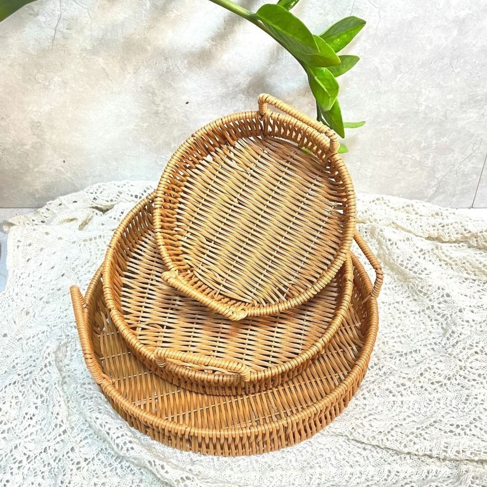 대용량 모조 라탄 수납 바구니 플라스틱 수공예 라탄 손 - Rattan Tray Handle 리뷰 및 가격